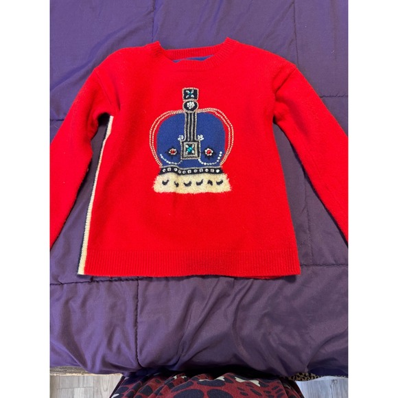 Mini Boden Other - Mini Boden Roald Dahl Red Wool Crown Sequin Sweater Kids 9-10Y 30091
